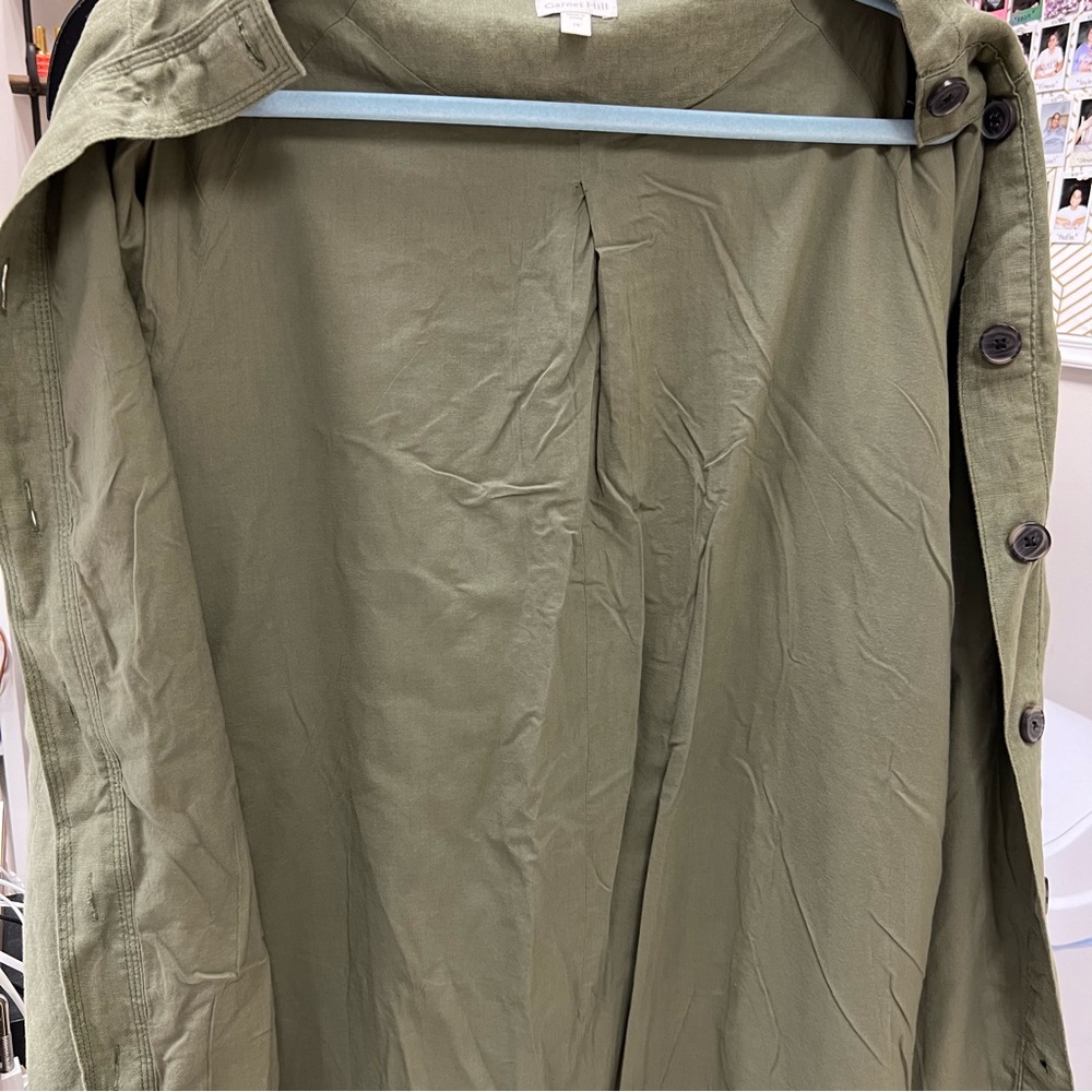 Garnet Hill Relaxed Linen Top Coat Jacket Green Size 16 - Picture 14 of 16